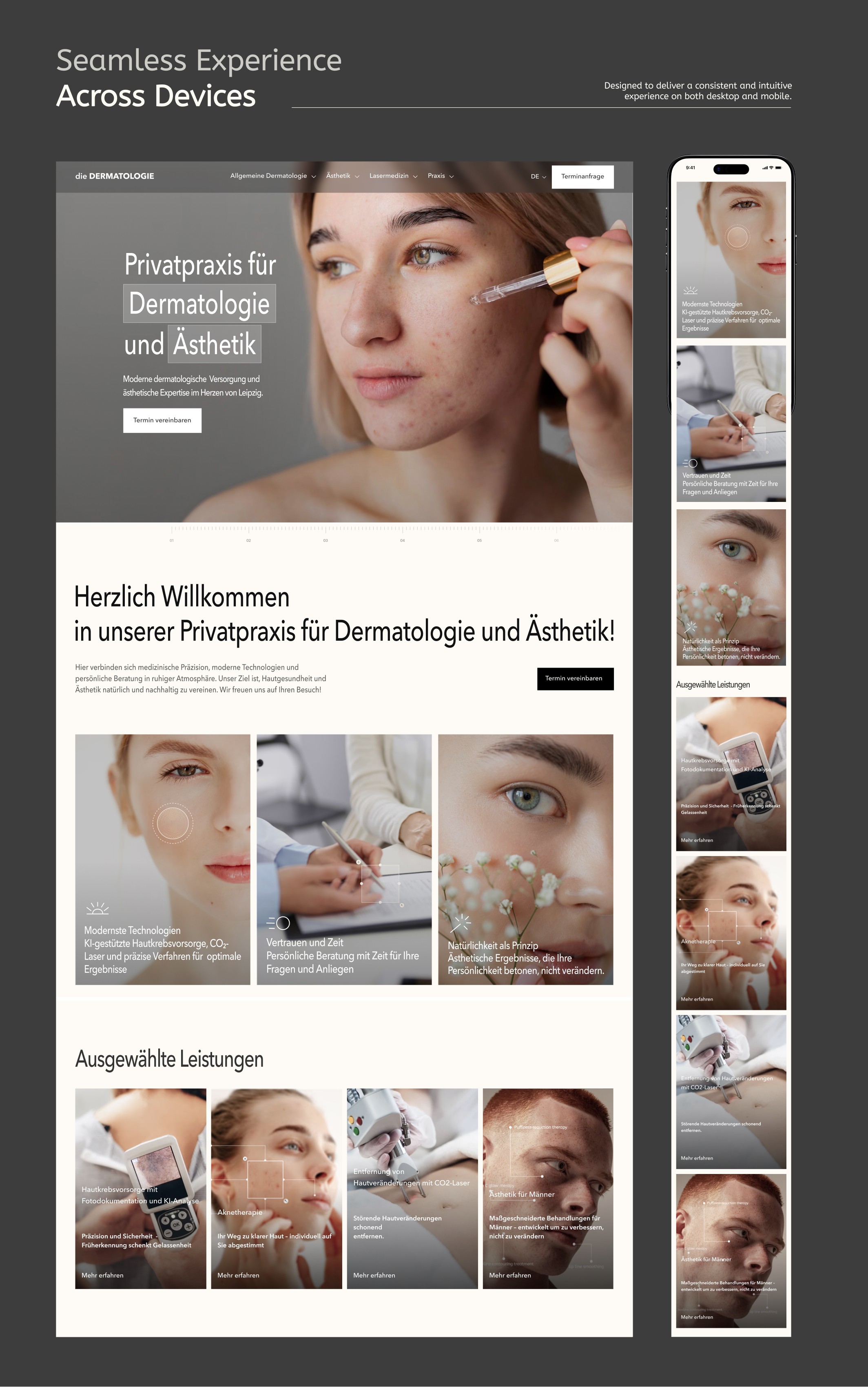 dermatology practice website design in framer