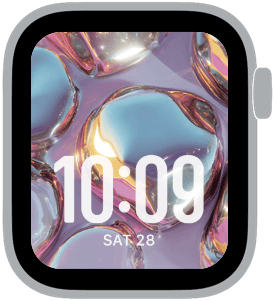 liquid chrome pastels Apple Watch face preview 5 featuring abstract, gradient, and spring.