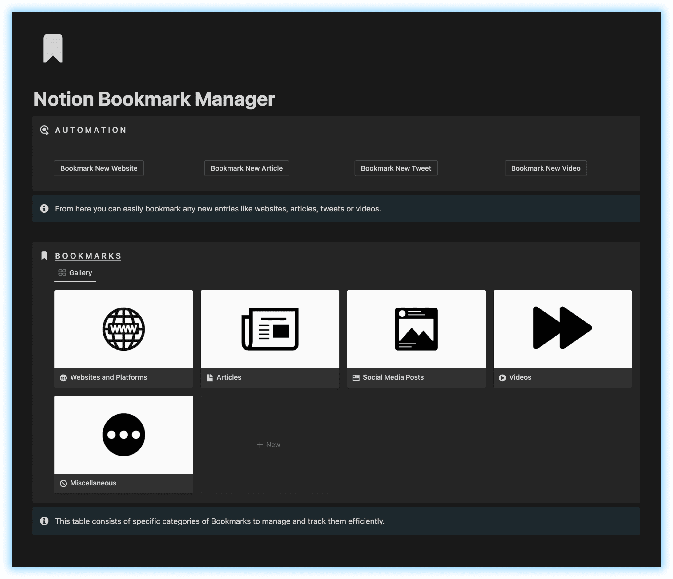 Track and Manage Bookmarks using Notion