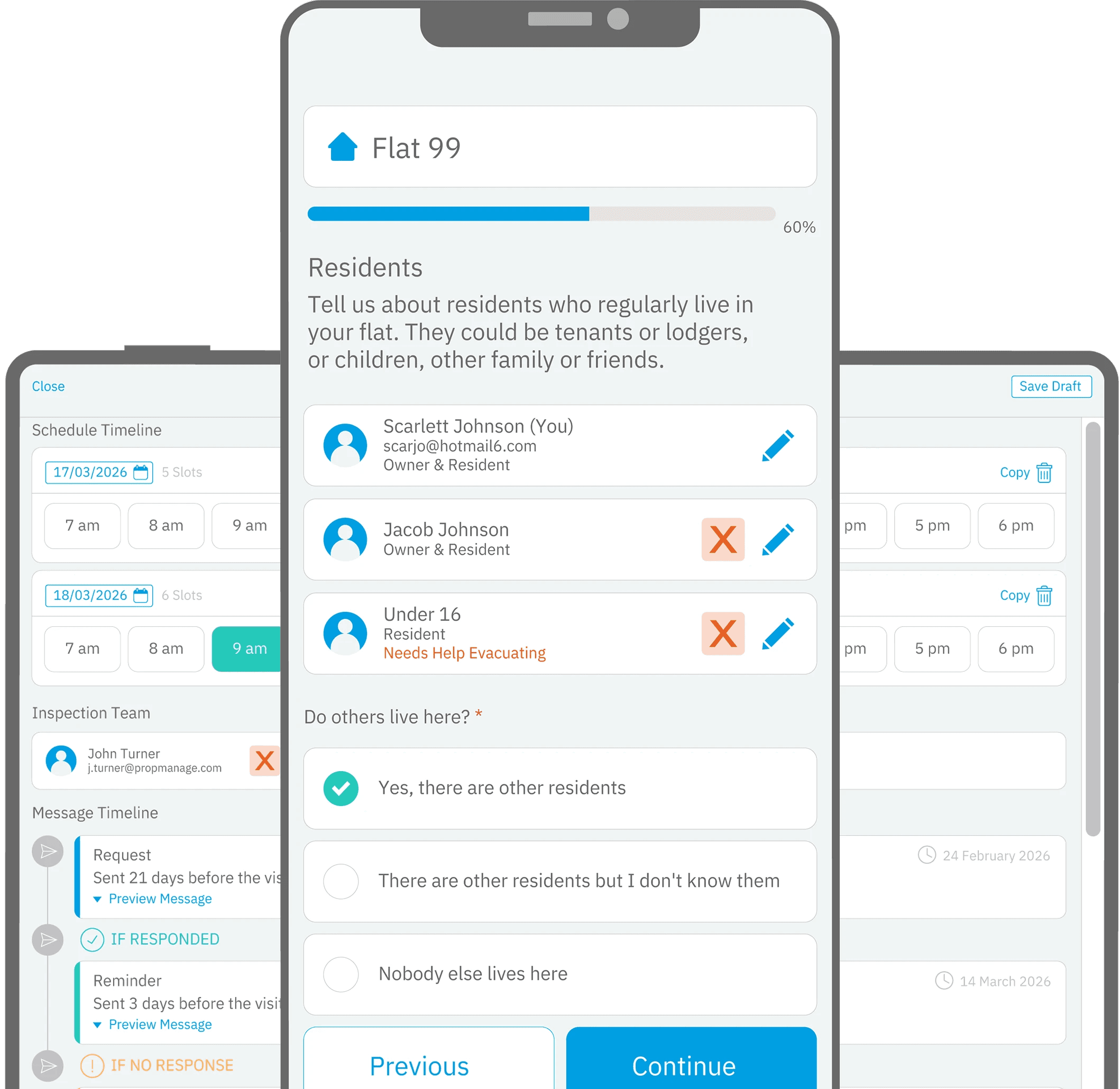 RiskBase app showing resident engagement