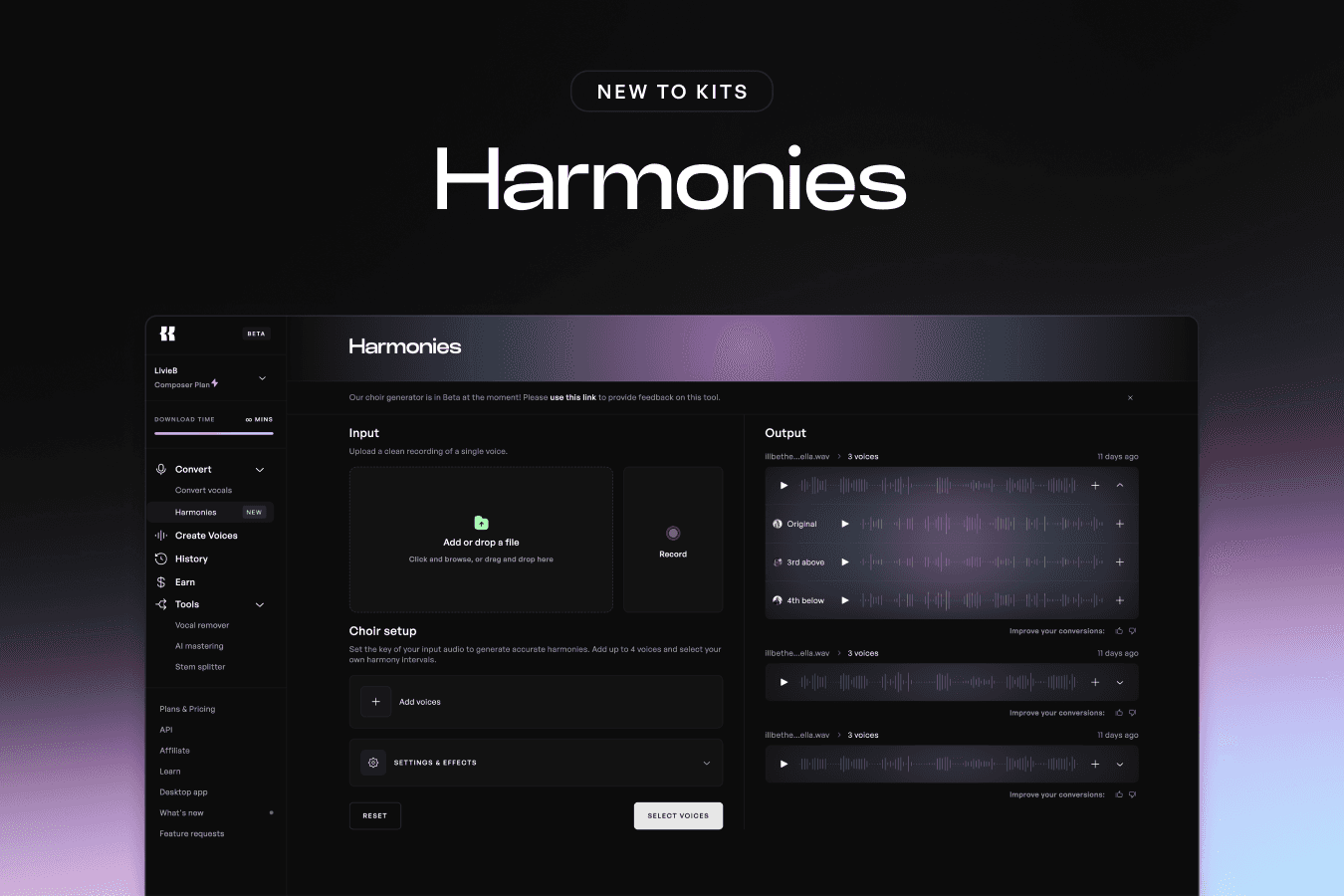 지금 진행 중: Kits AI의 Harmony Generator