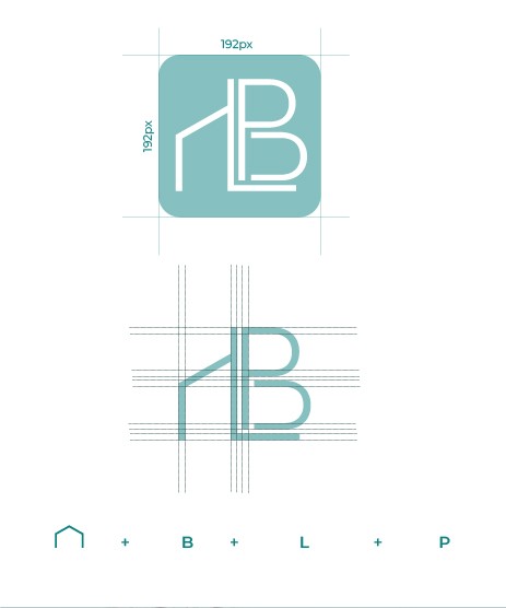 Technical schematics of the company logo rendered in brand colors on a white background to highlight visual identity details