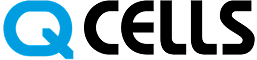 Logo des Unternehmens „Q Cells“ mit einem stilisierten blauen „Q“ und dem Wort „CELLS“ in schwarzen Buchstaben.