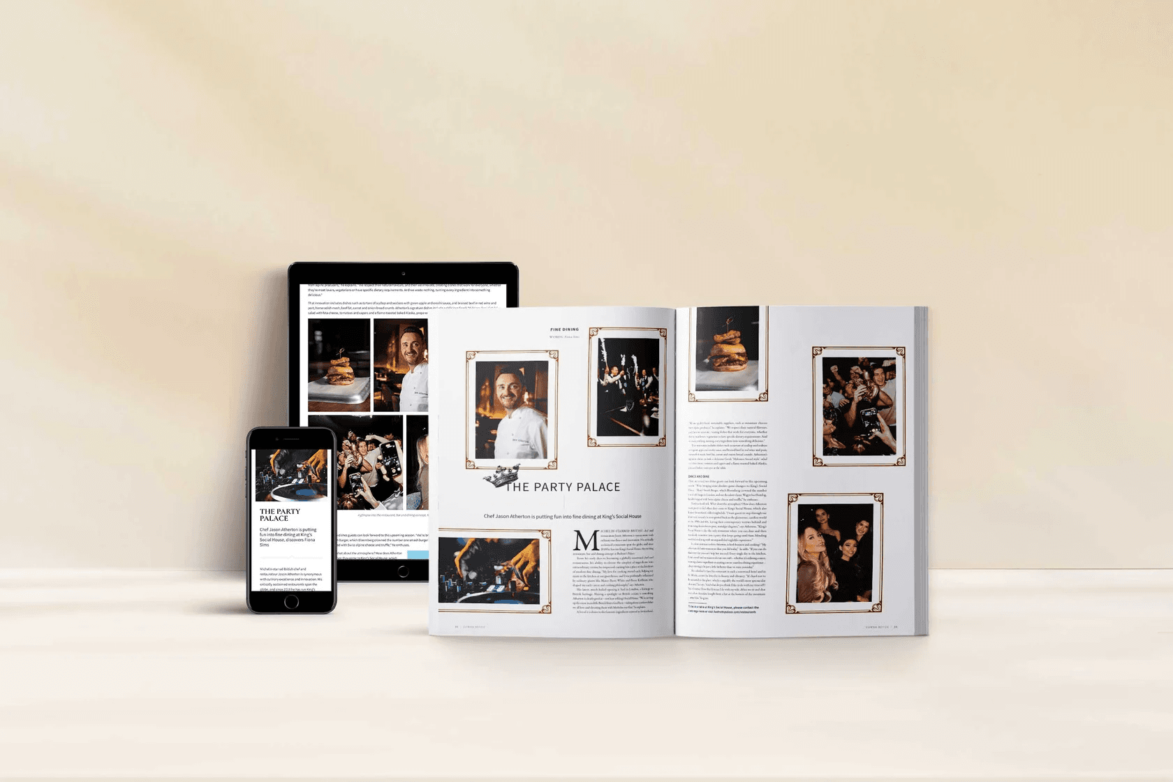 Magazine, tablet, and smartphone displaying article - Repurpose Webinar Content