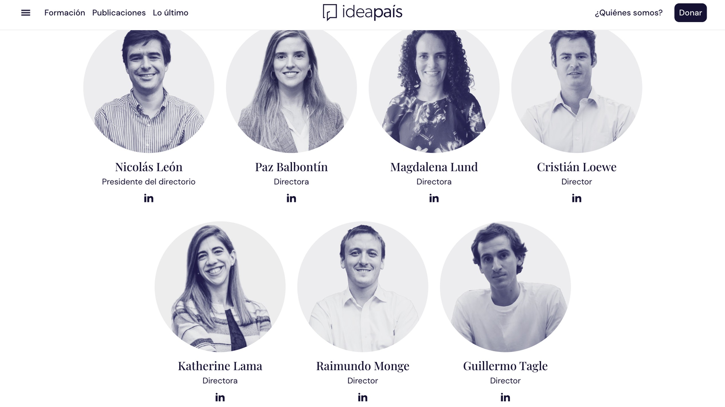 Diseño web desktop Ideapais sección Quiénes Somos directorio