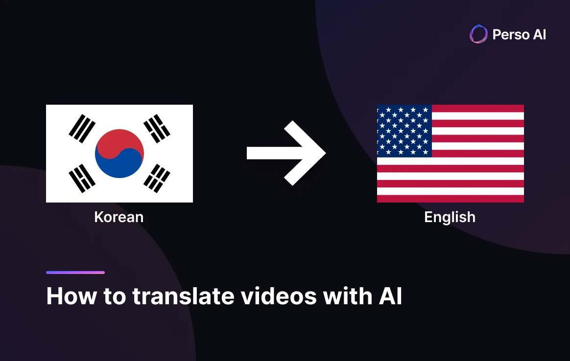 How to translate Korean videos to English with AI for Hallyu content creators. Thumbnail showing Perso AI’s professional localization workflow from Korean to English