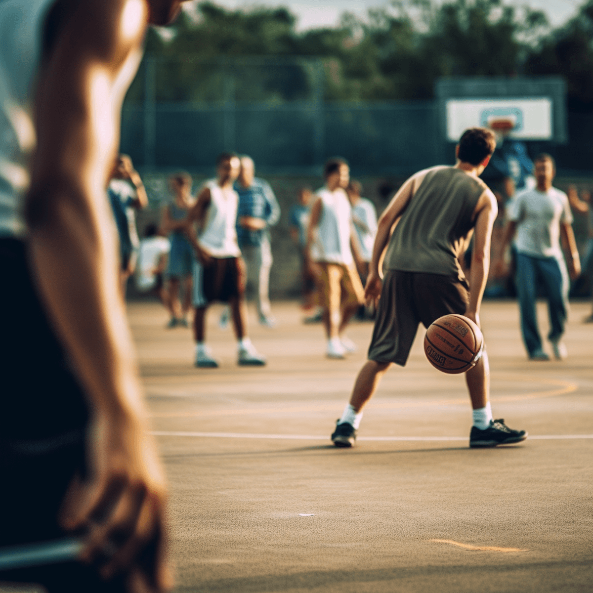 Group of people playing basketball 