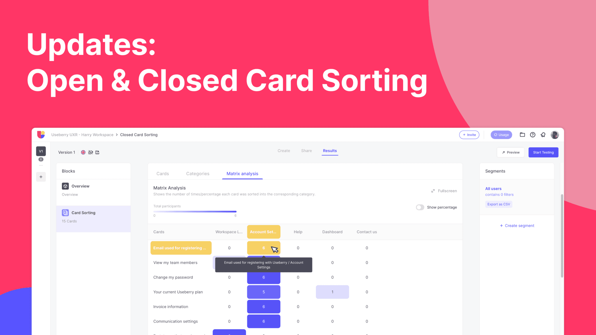Useberry card sorting