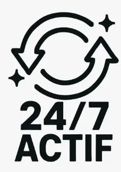 Icône efficacité continue 24/7 automatisation mise à jour intelligence artificielle données fiables
