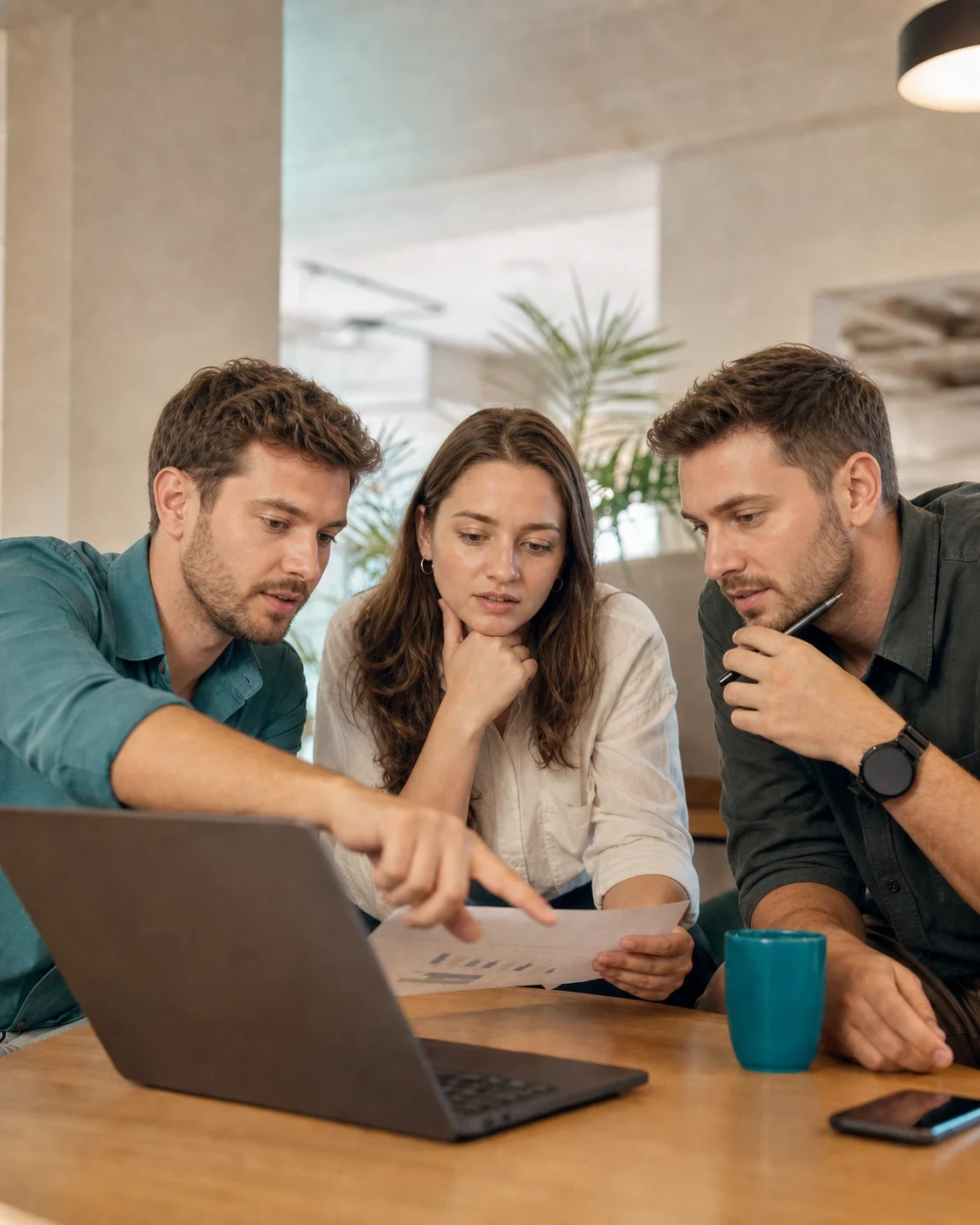 A growth team reviewing GoMarble work together