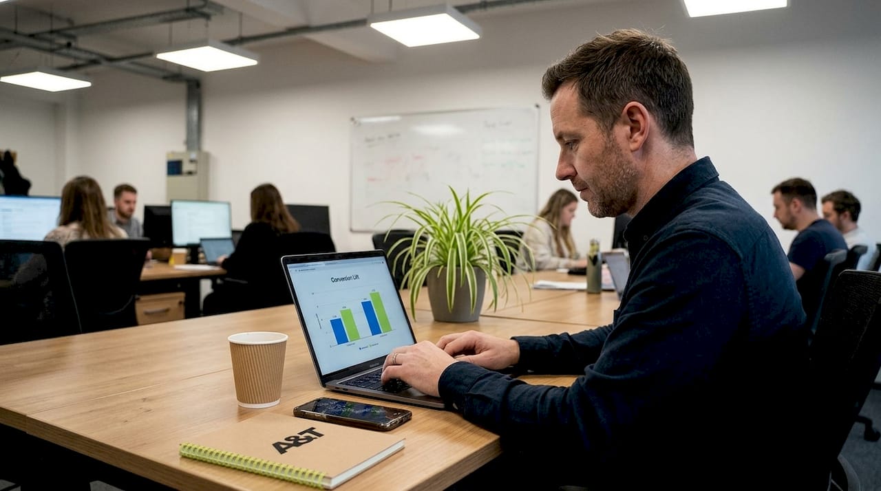 Marketer running conversion lift test in workspace