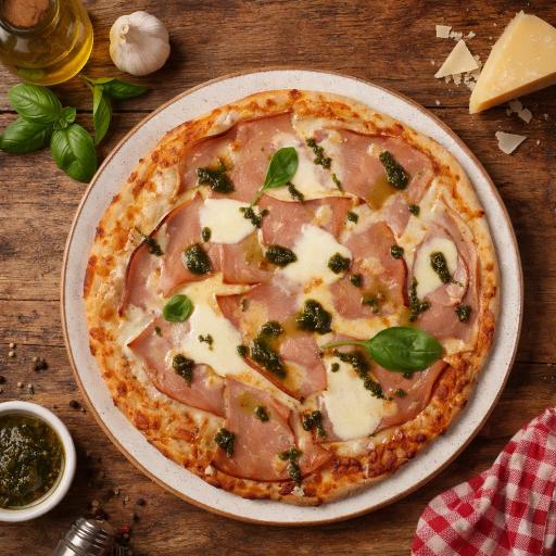 pizza with green leaf vegetable