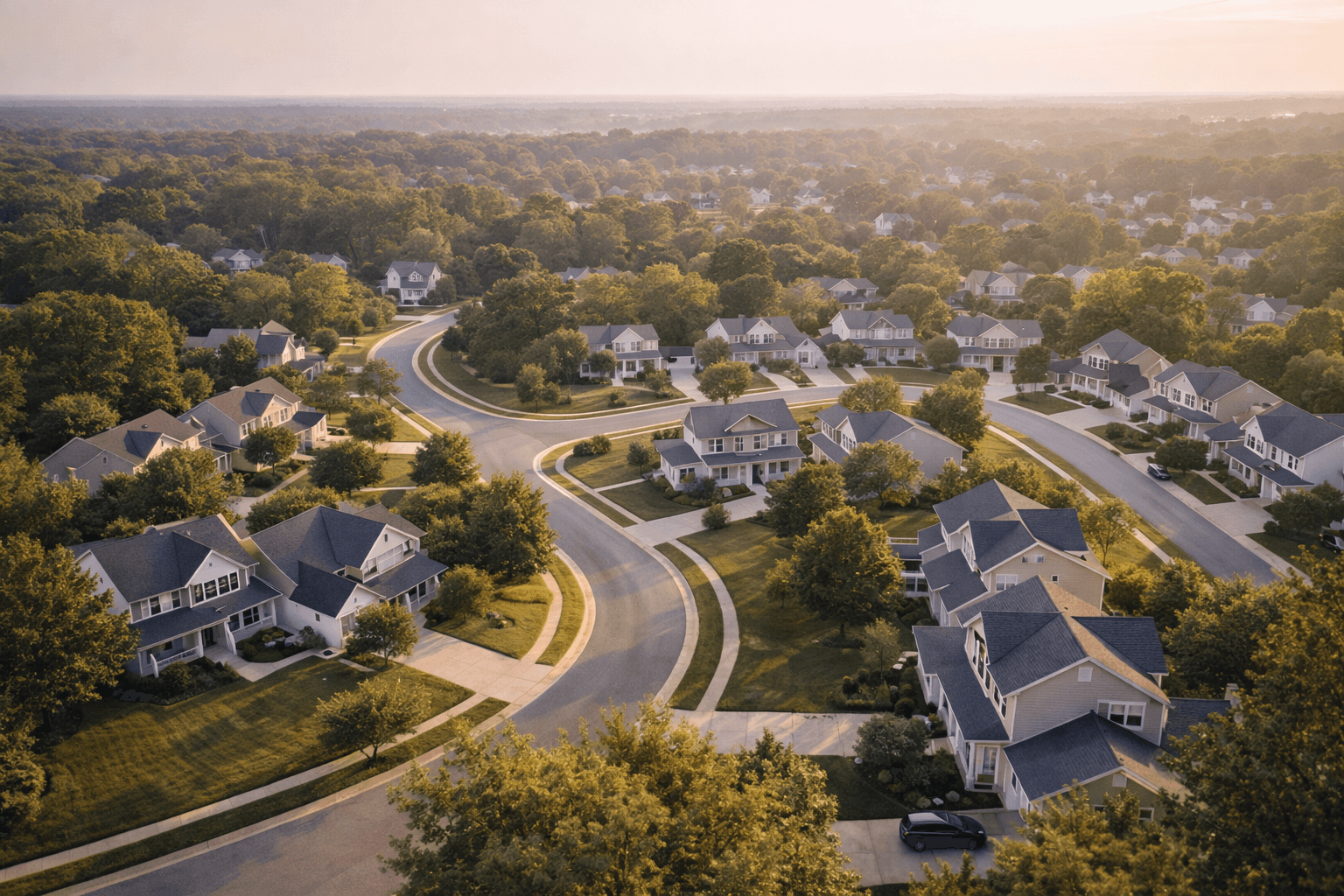 Drone view of properties near Crofton, MD