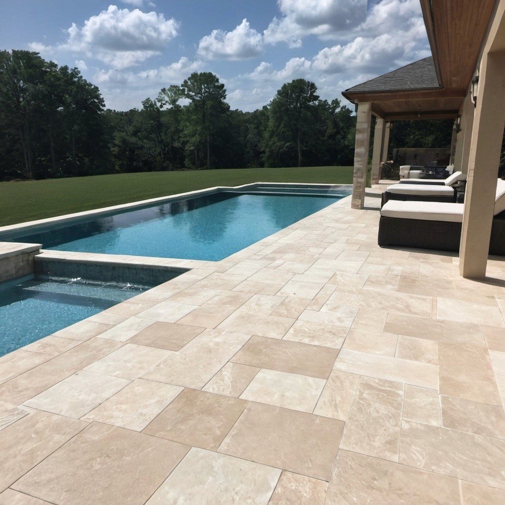 Luxury limestone pool deck