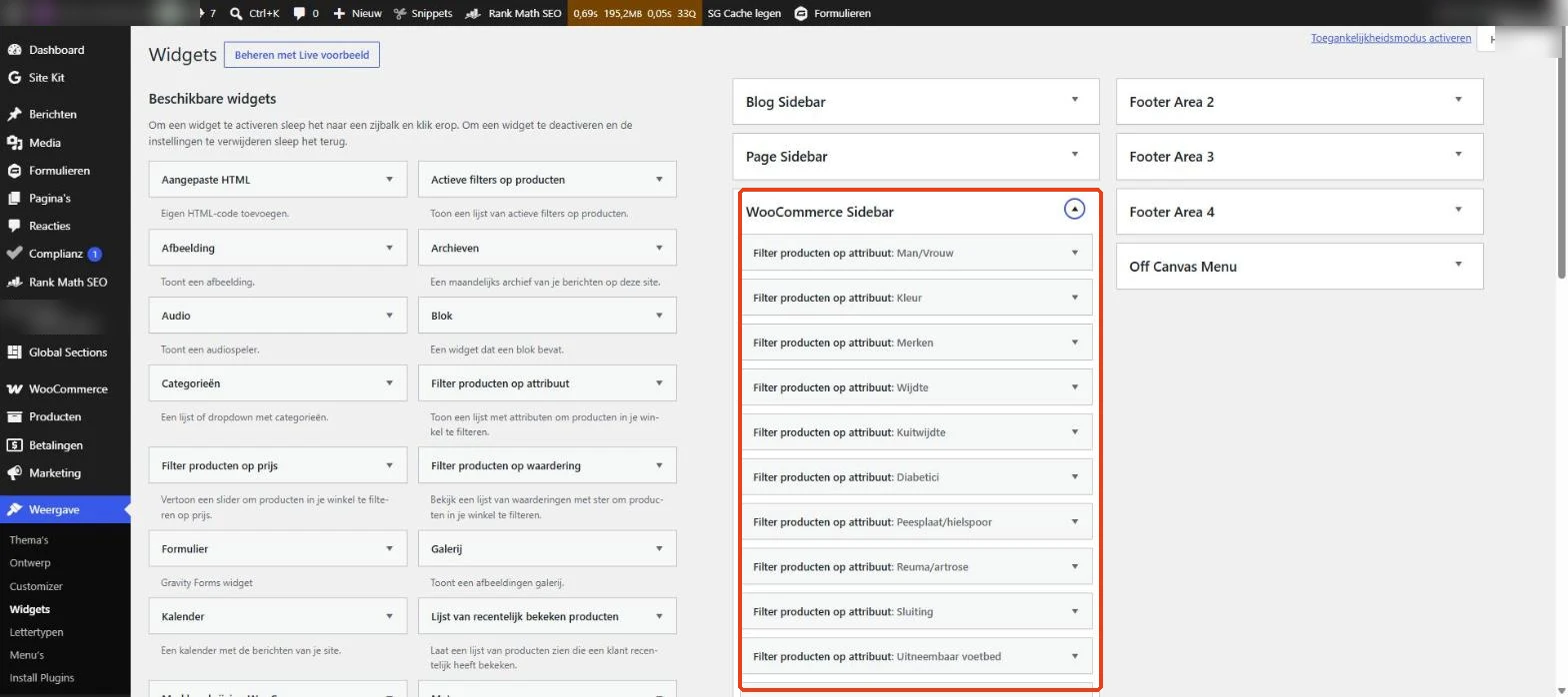 WordPress: de WooCommerce Sidebar met filters per attribuut