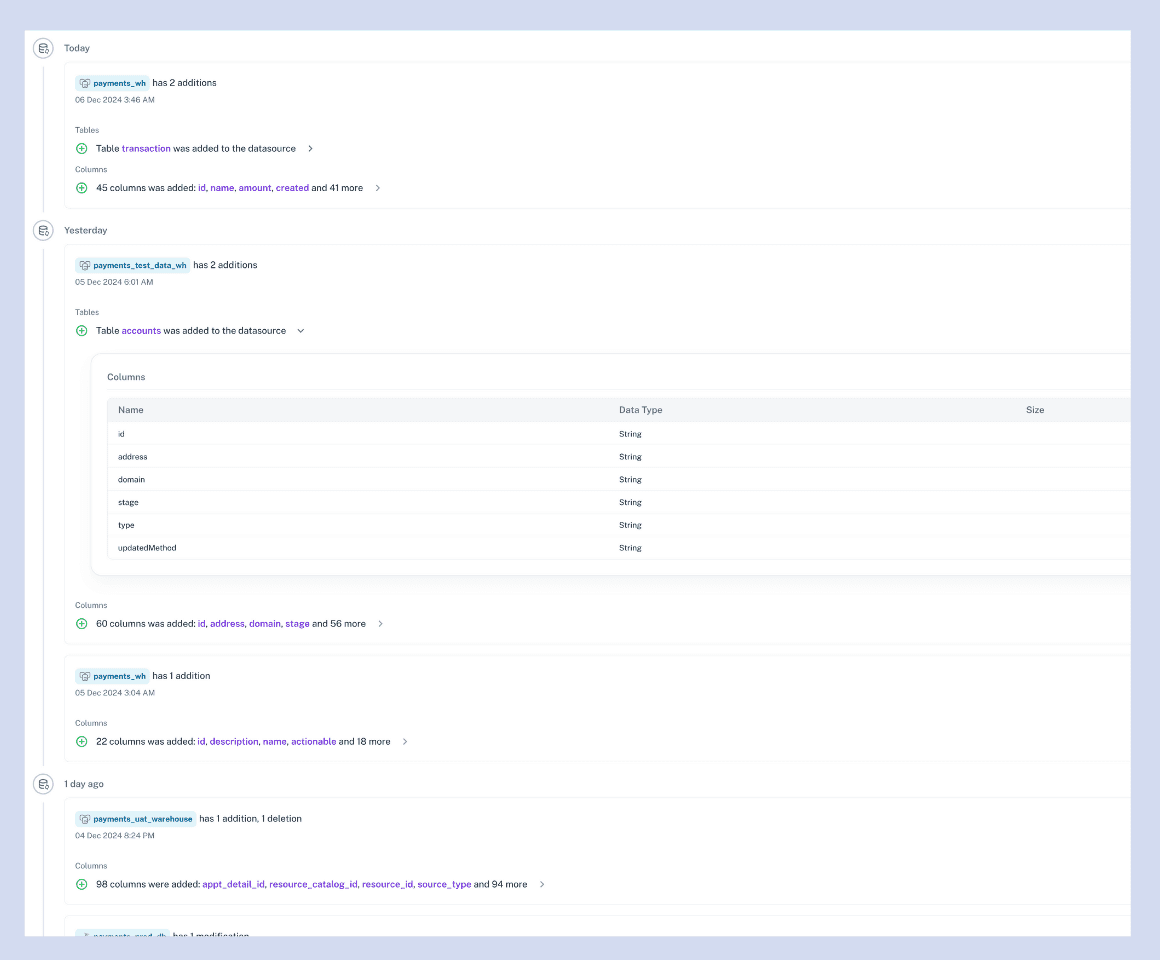 Schema Change Detection