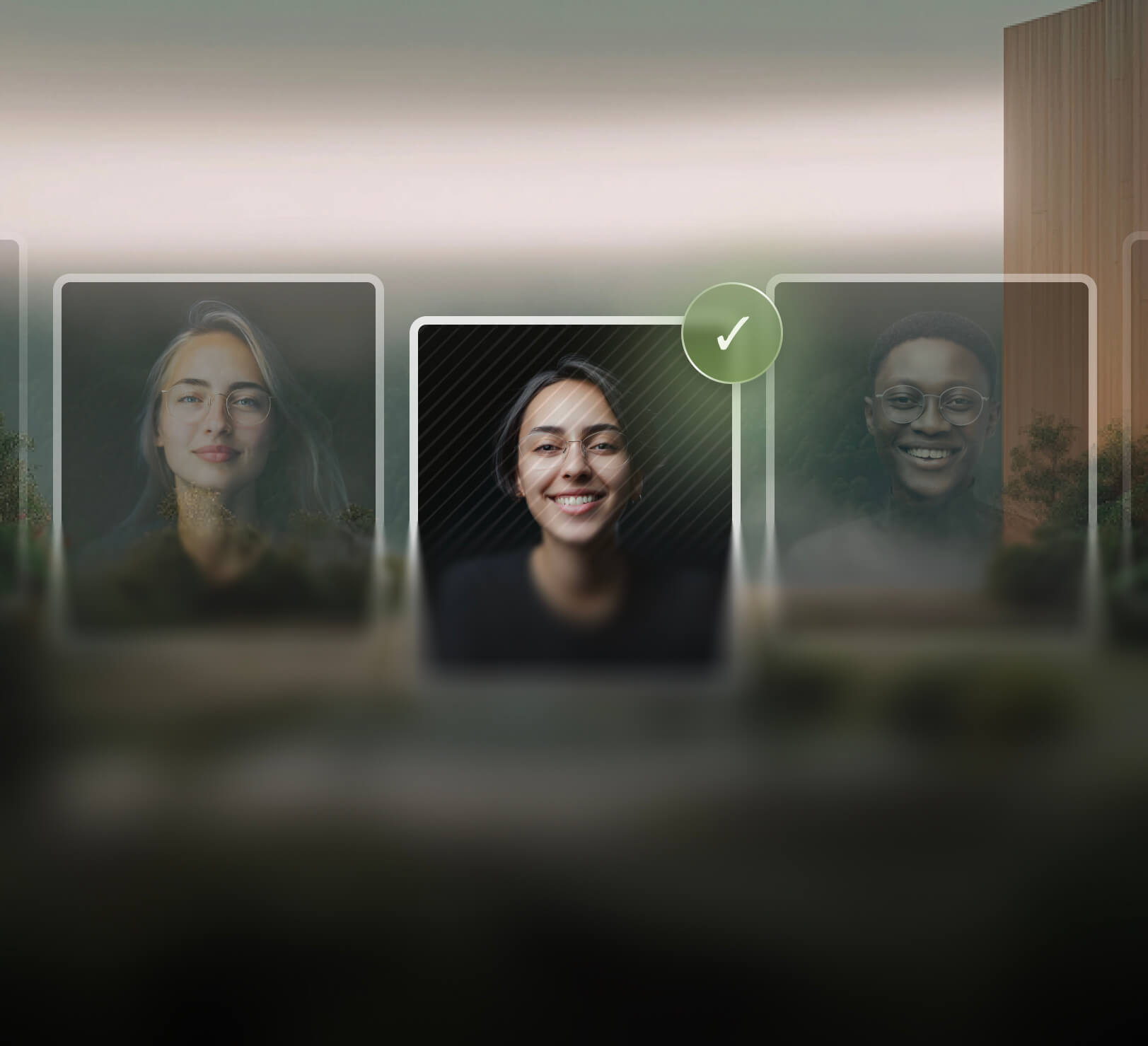 Selected candidate profile highlighted with a checkmark badge