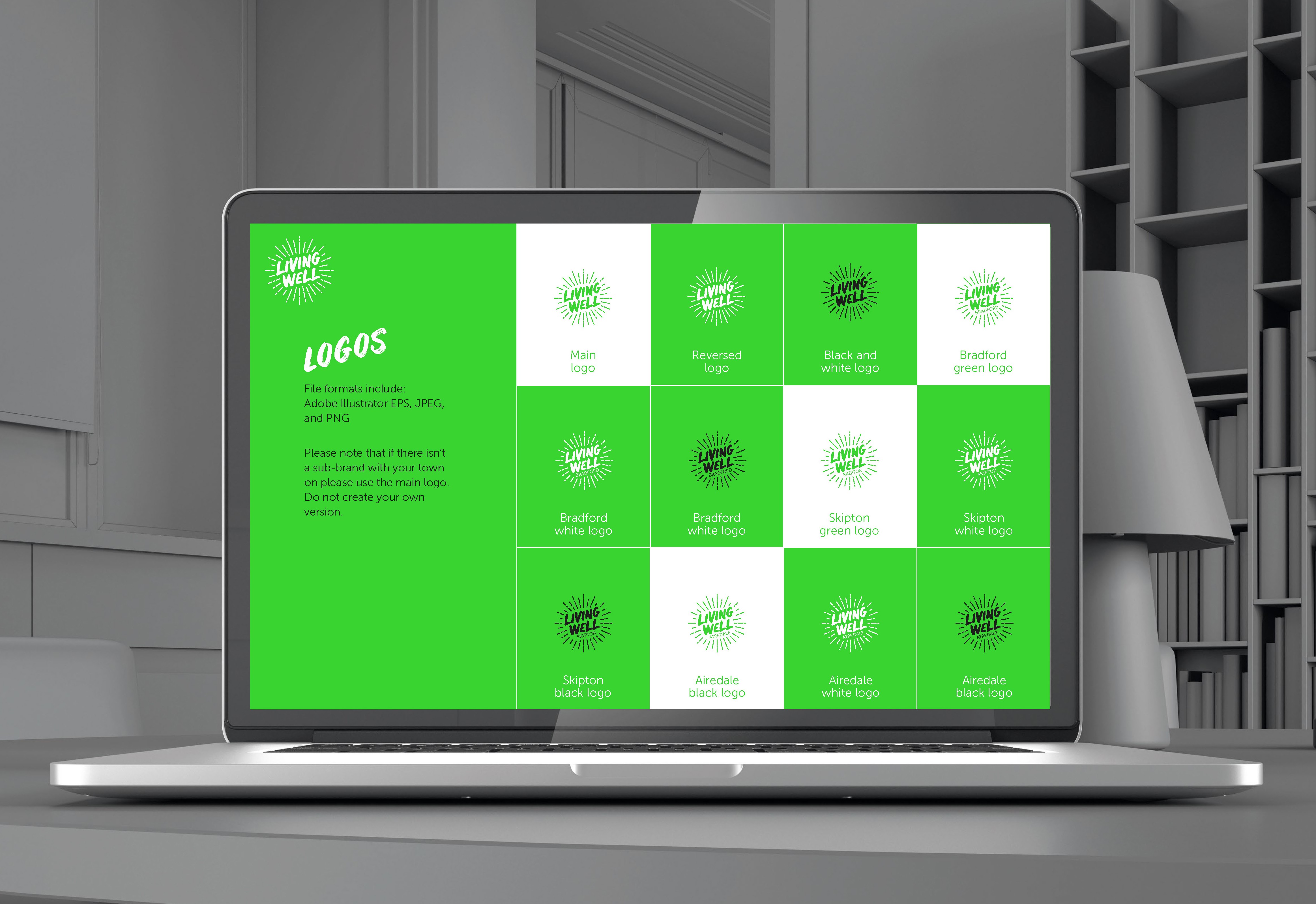 Living Well Toolkit on laptop logos