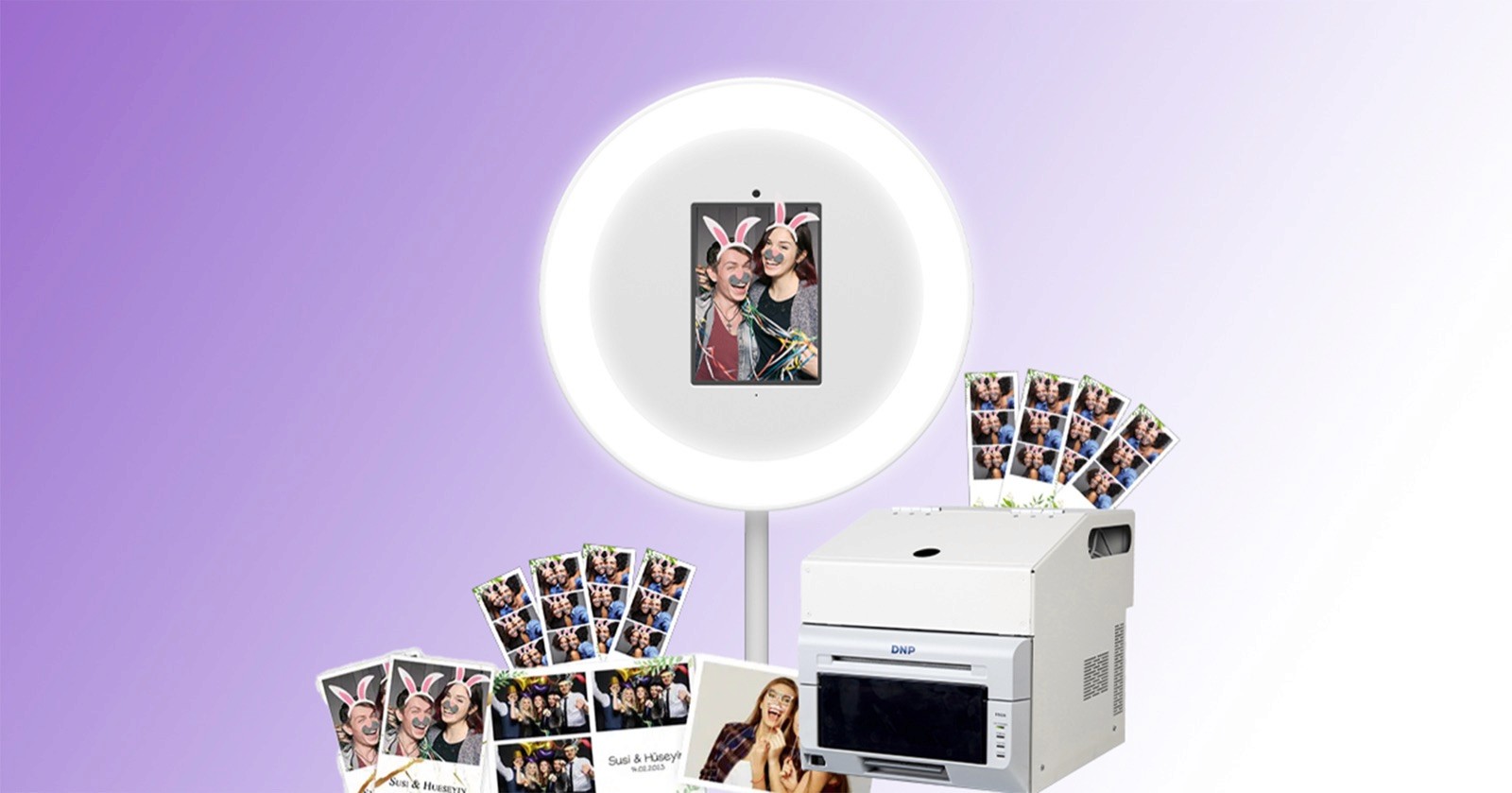 Fotobox Premium mit Ringlicht, Highspeed-Drucker und verschiedenen Fotoformaten
