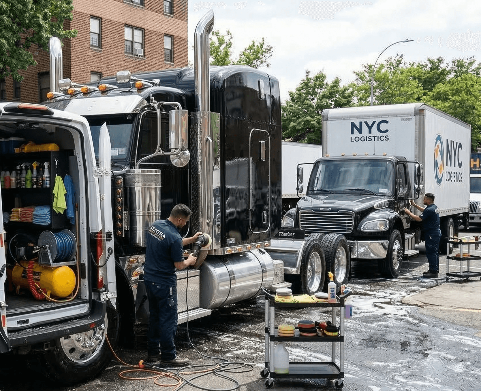 Commercial truck detailing NYC - semi truck washing service XENTRA AUTO