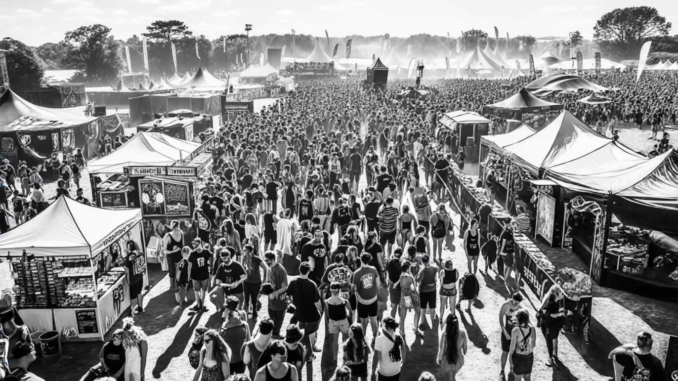 A photo of a band playing on stage in front of a crowd