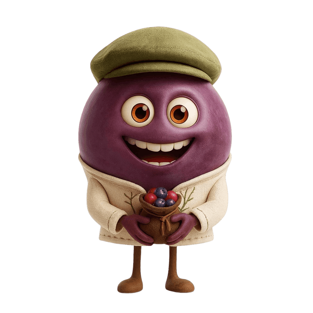 Öküzgözü grape berry illustration for wine education.