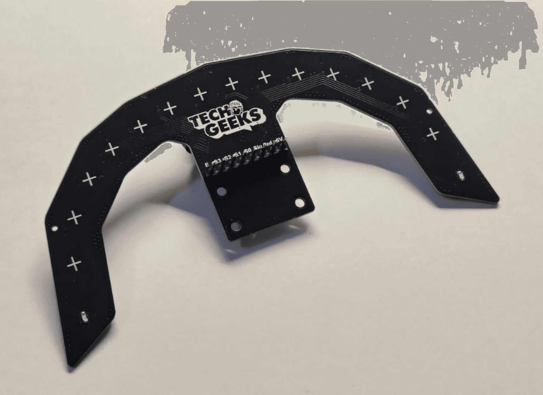 ARC16 IR array angled view – curved PCB geometry and LED indicator placement
