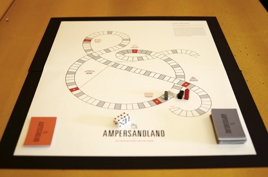 transa board game with the cards put in place on left and right slots, prions at the start, and a pair of dice