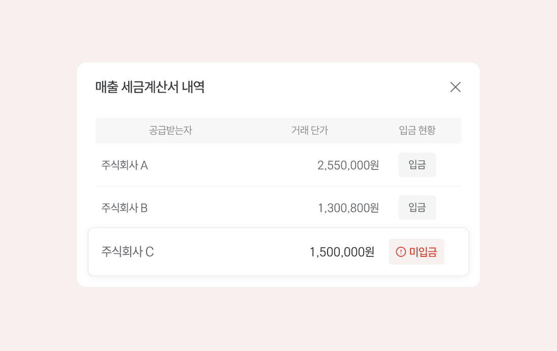 매출 세금계산서와 미수금 관리'