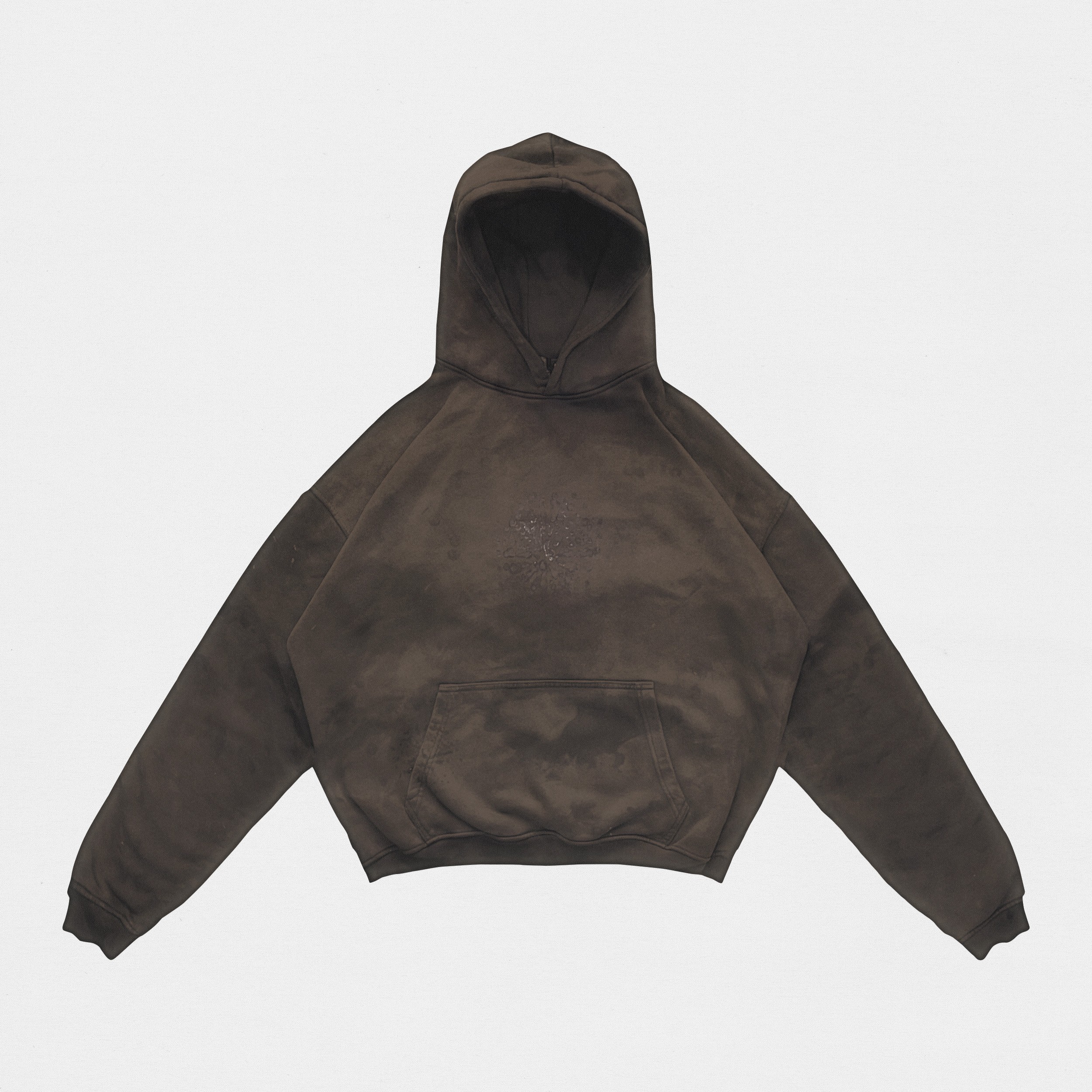 Front of brown hoodie packshot on white background