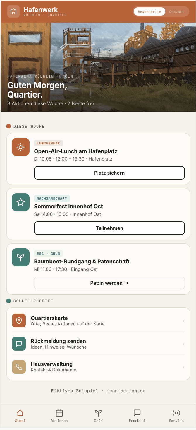 Fiktives Beispiel einer Qaurtiersapp