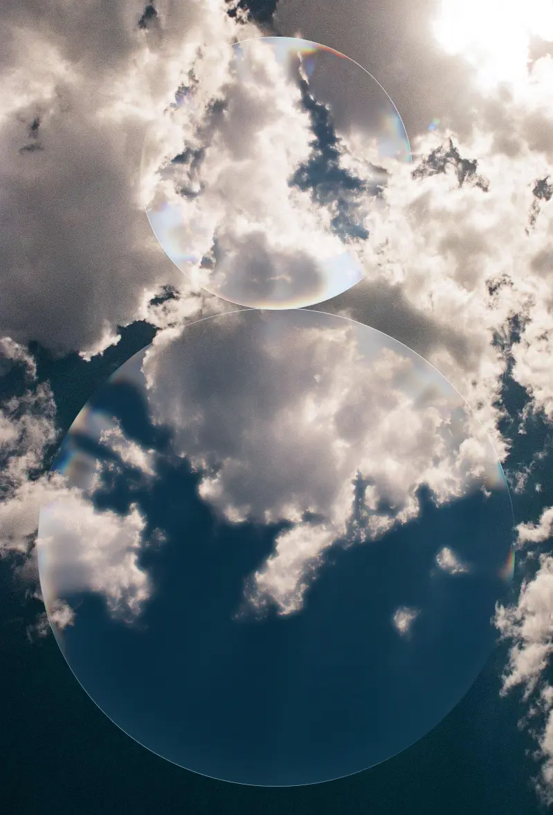 Bottle mockup of refracted glass illusion 'the light' against cloudy sky