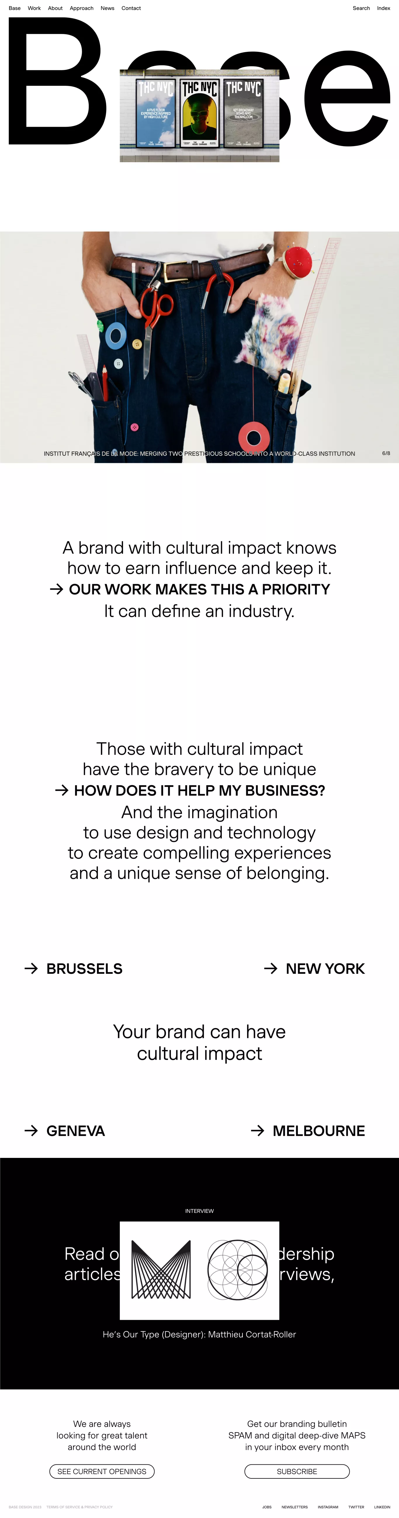 Building brands with cultural impact portfolio page screenshot showcasing Design and Tech design