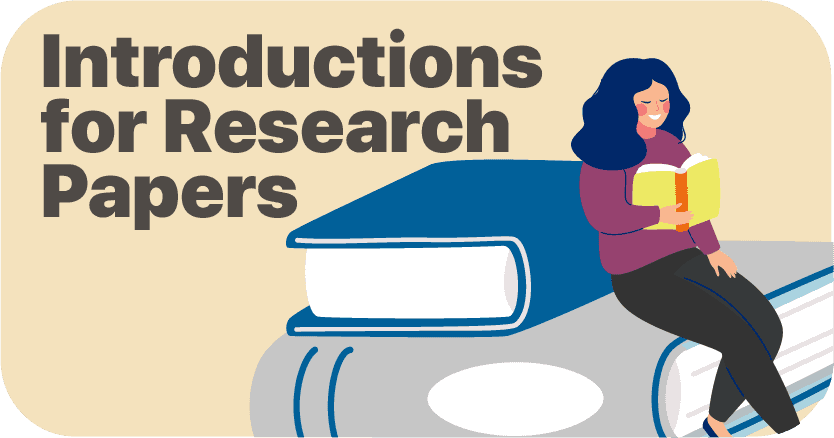 High school student writing a research paper introduction at a desk with academic journals and notes