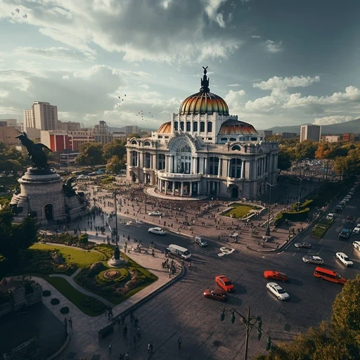 Historic domed landmark surrounded by a busy city square and urban streets