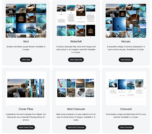 instagram plugin template options