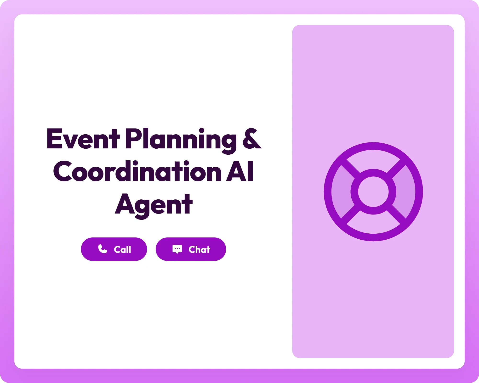ai event agent supporting call and chat with a lifebuoy icon for event planning
