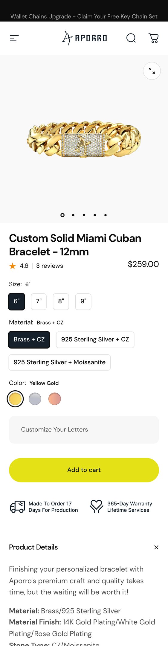 Jewelry product options include: bracelet for Custom Solid Miami Cuban Bracelet - 12mm from APORRO.