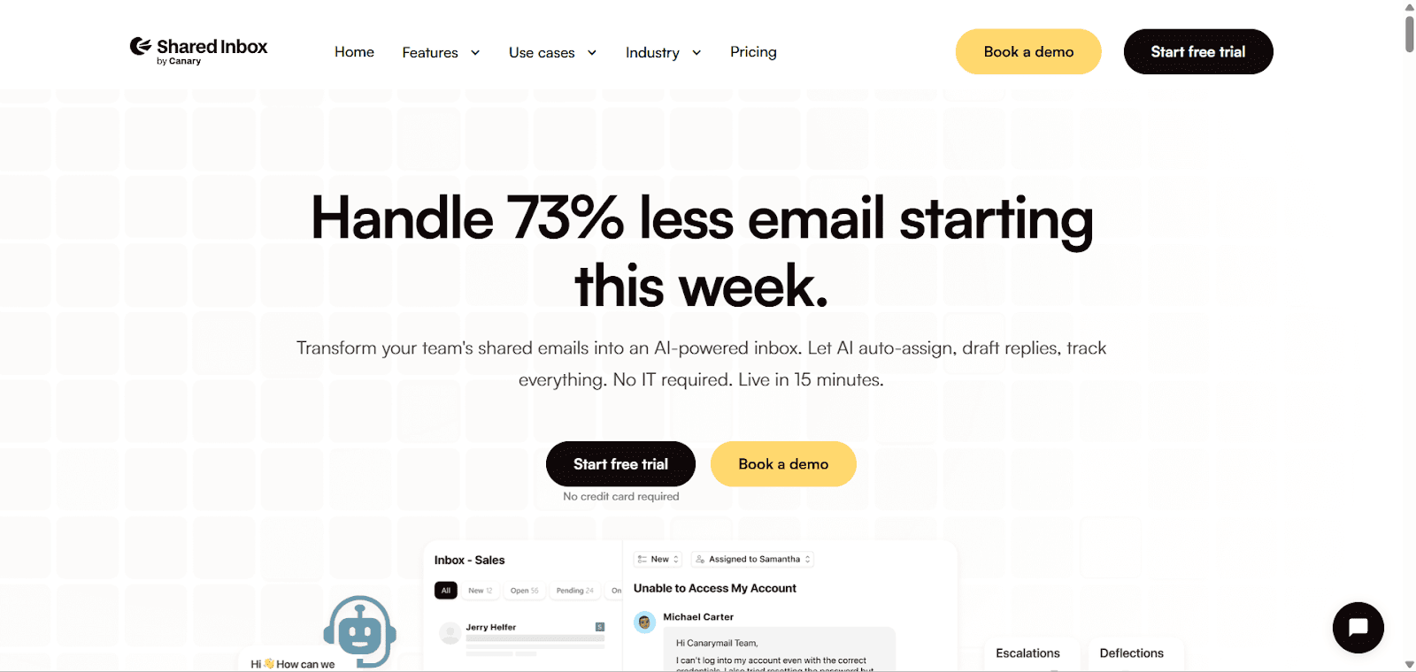Shared Inbox by Canary homepage