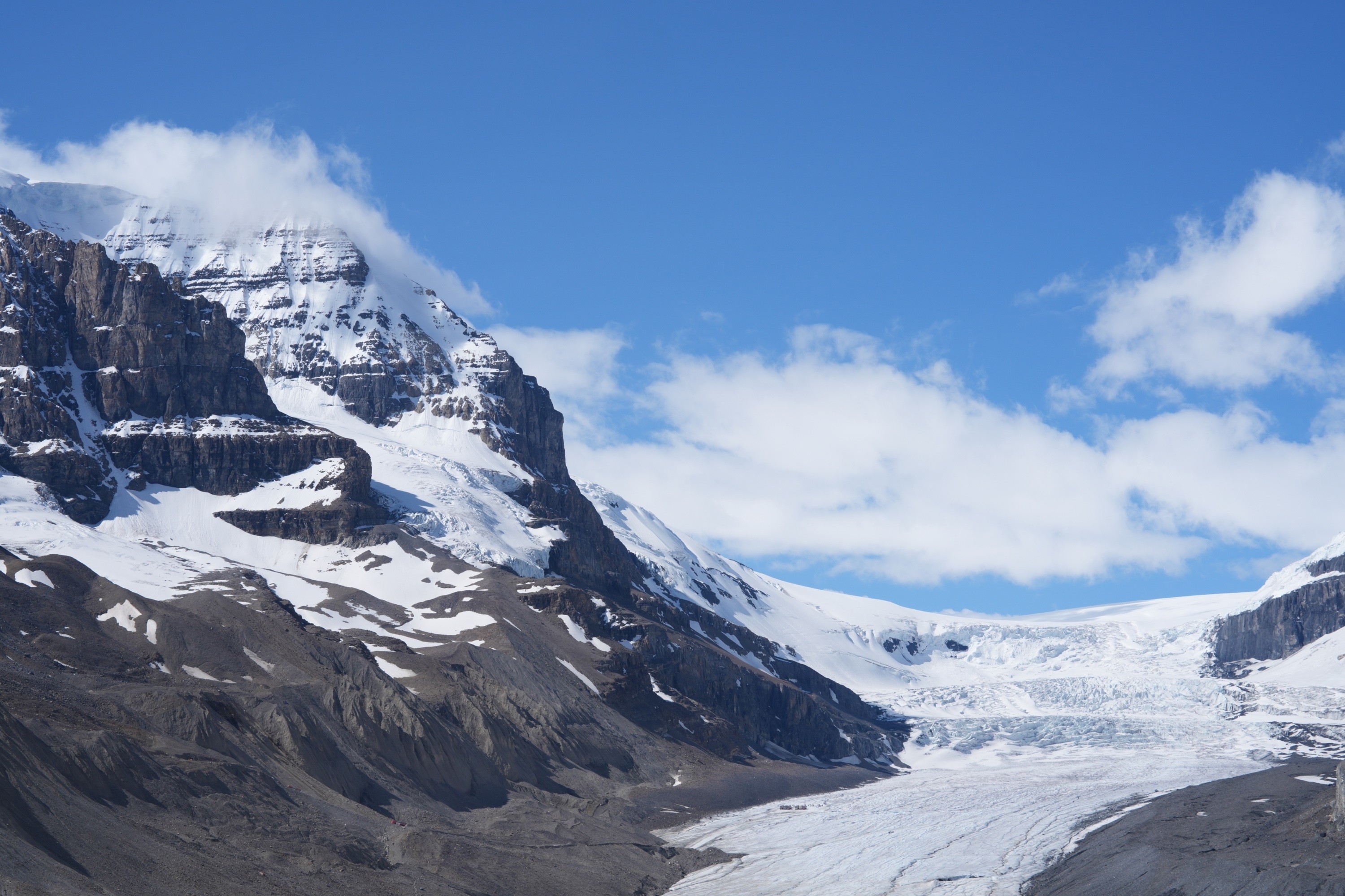 Athabasca Glacier flowing from the Columbia Icefield