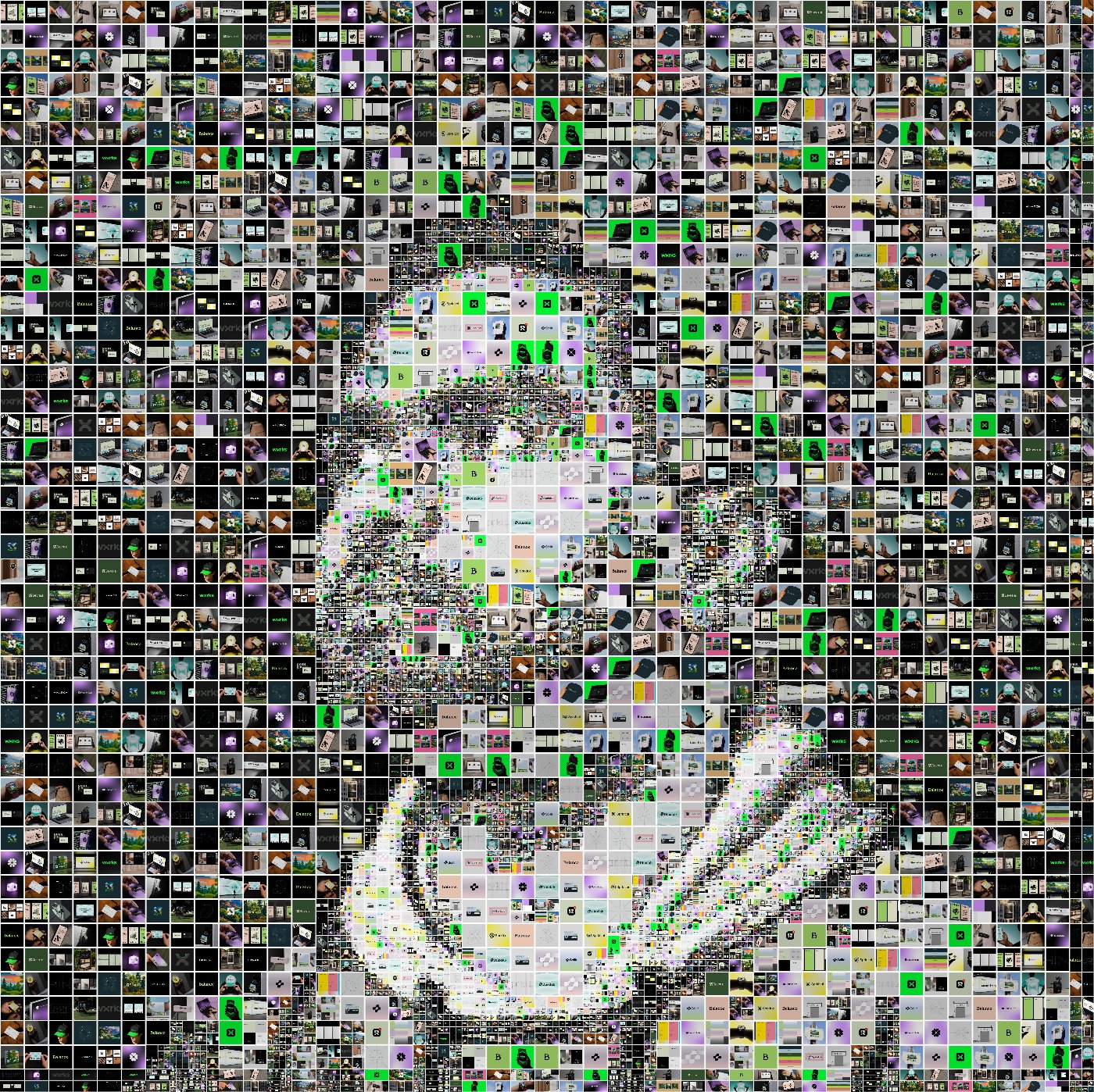 Yuki Tanaka, portrait made of 925 designs