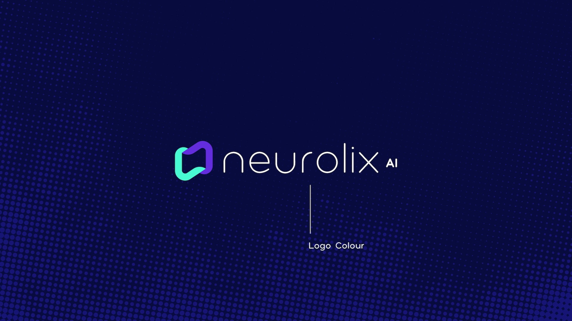 Neurolix AI primary logo color version displaying full horizontal lockup with cyan and purple gradient abstract brain logomark alongside "neurolix AI" wordmark in white on dark navy blue background.