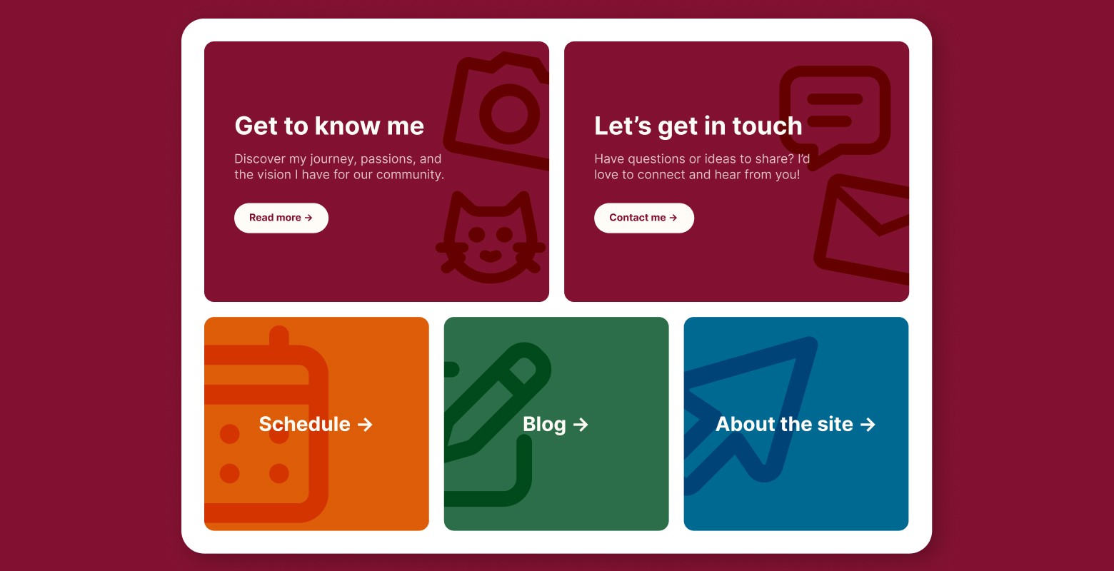 Exemplos de botões redirecionadores