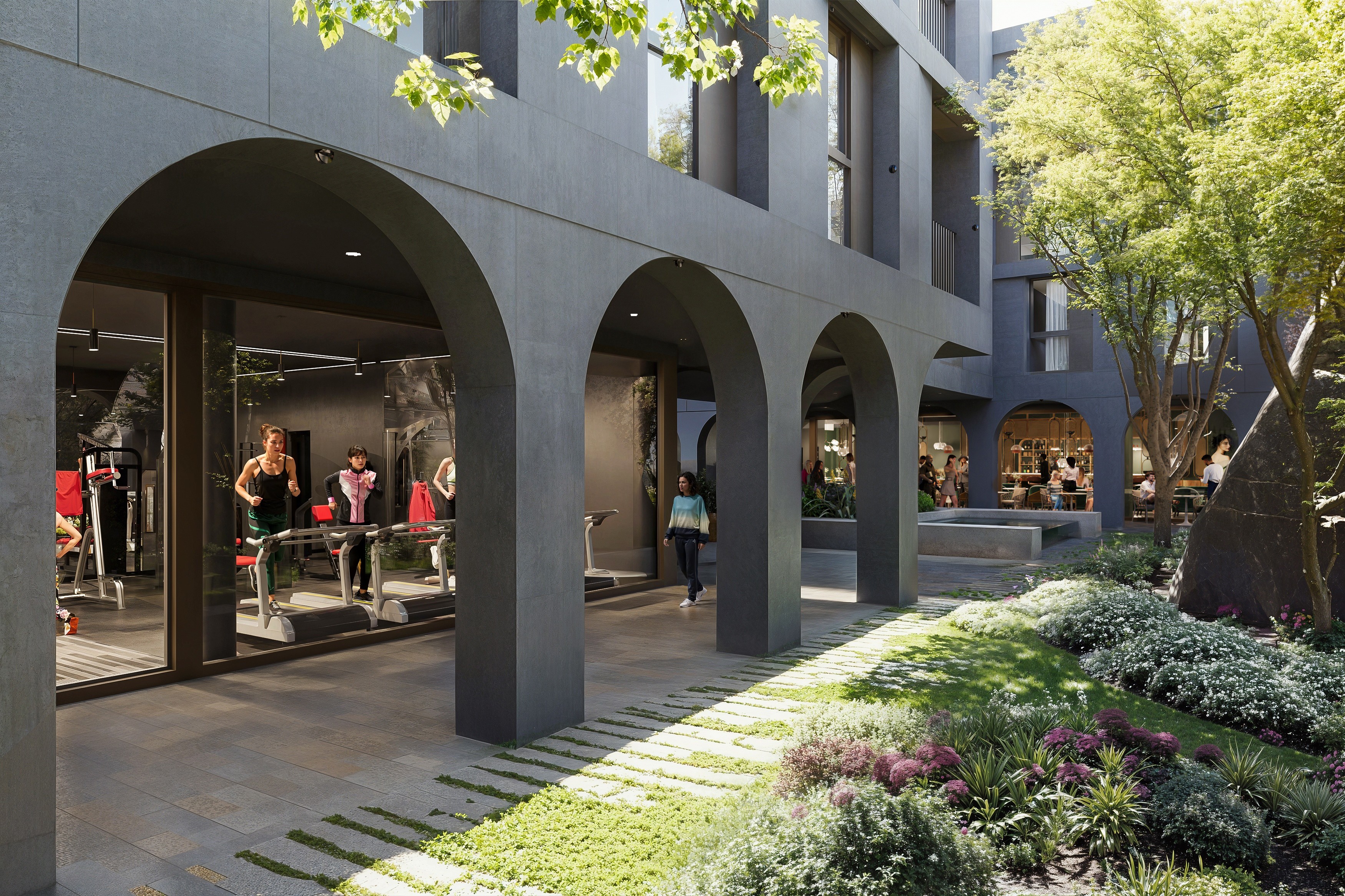 Architectural visualization of The Gate residential building in Bellinzona, Ticino, Switzerland – photorealistic 3D render