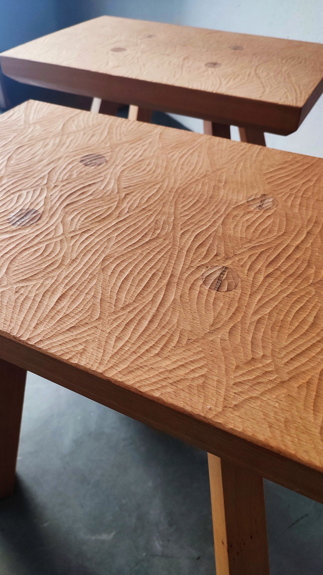 banco de madera artesanal 