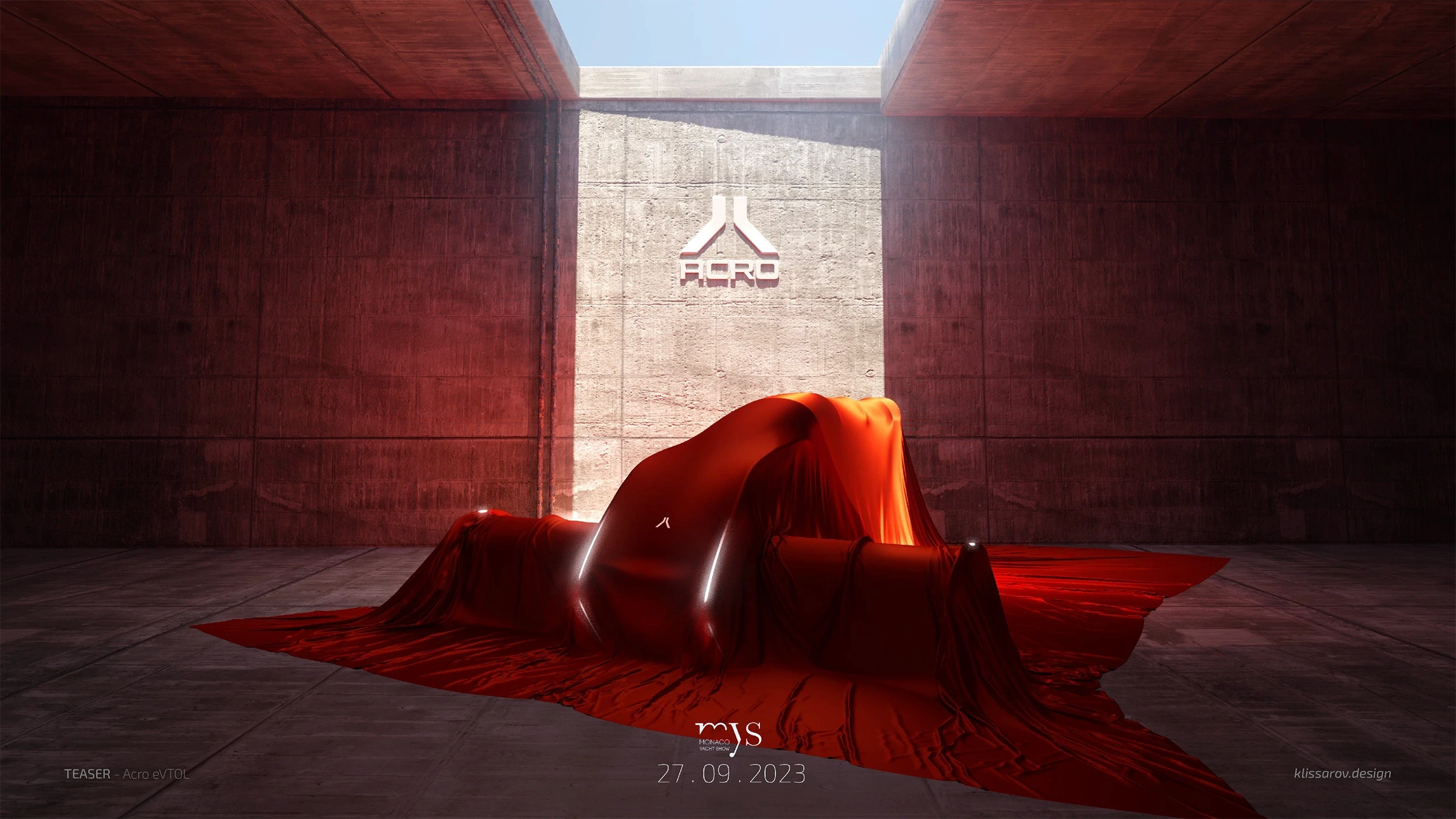 acro evtol teaser shot in hangar with cover