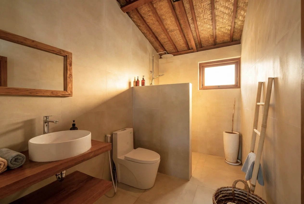 Badkamer van een Joglo Villa op Bali