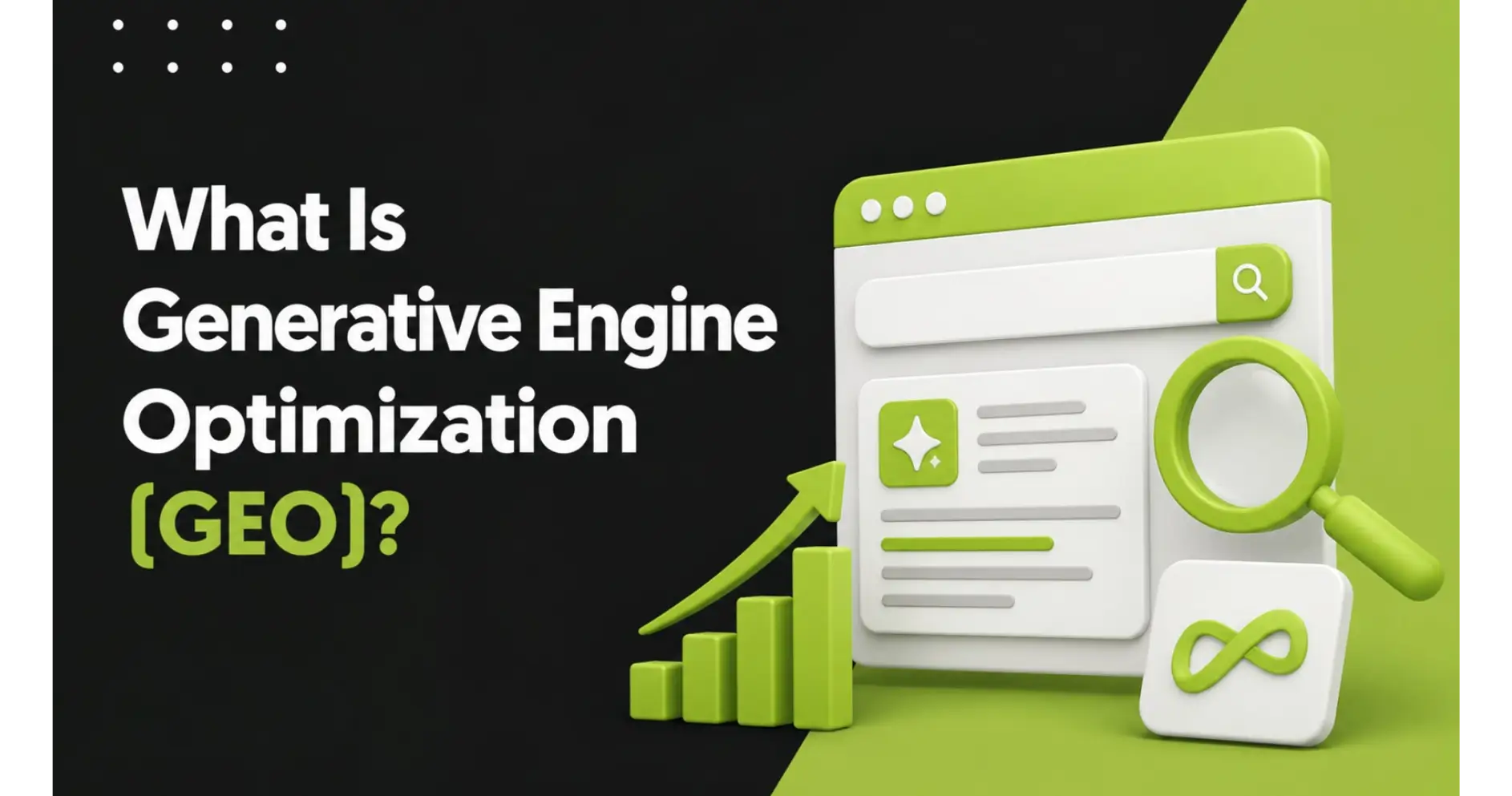 Illustration explaining Generative Engine Optimization (GEO) with AI search interface, highlighting AI-driven search visibility and content optimization for modern search engines.