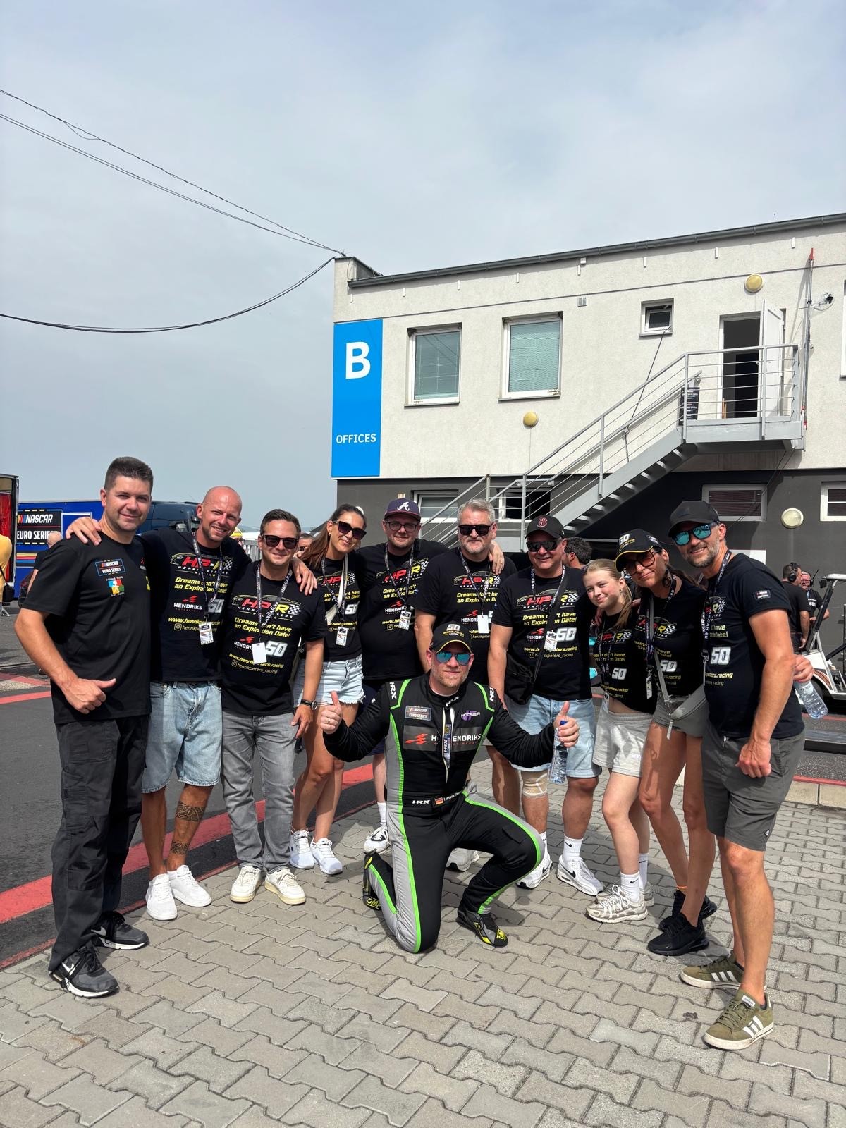 Henrik Peters with the HP-R crew at Autodrom Most