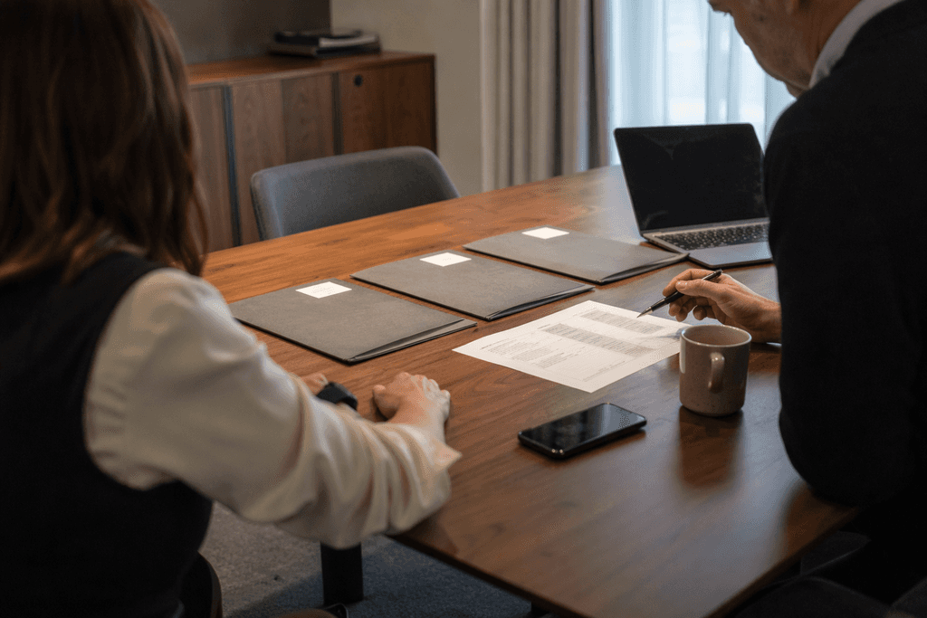 Vertragsunterzeichnung beim Arbeitgeber